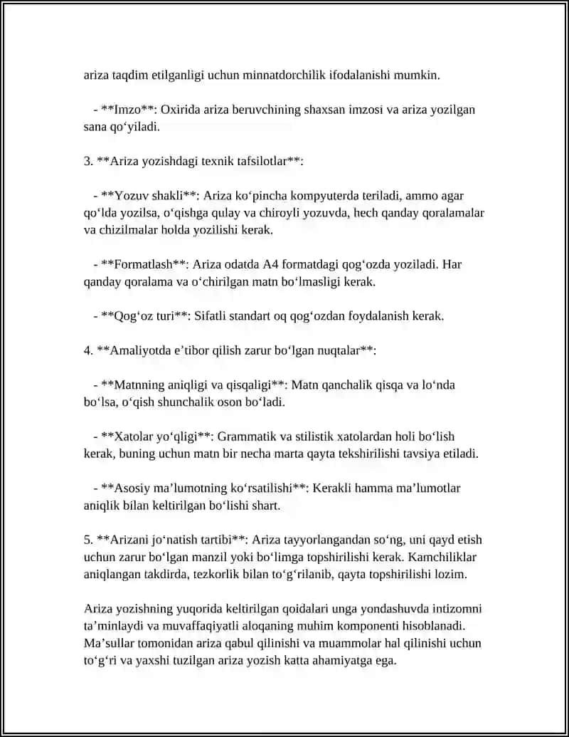 ARIZA VA TARJIMAI HOL YOZISH TARTIBI 4