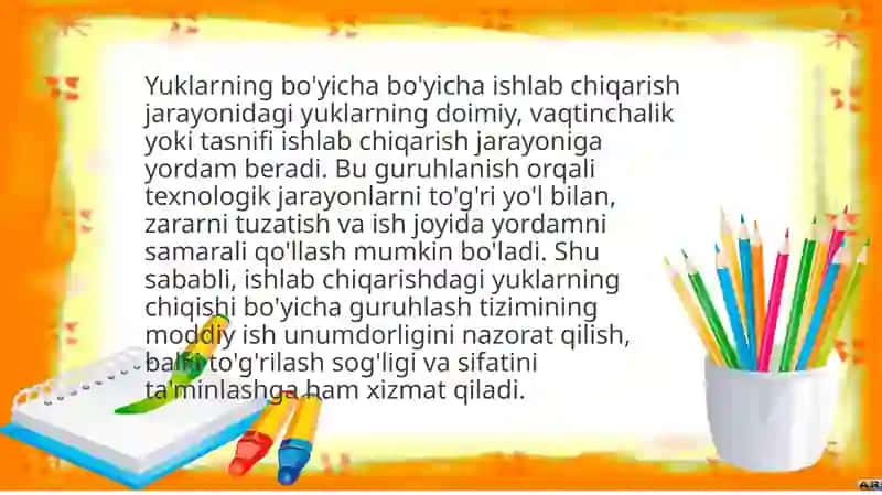 Ishlab chiqarishdagi yuklarning xavfsizlik bo'yicha guruhlanishi 4