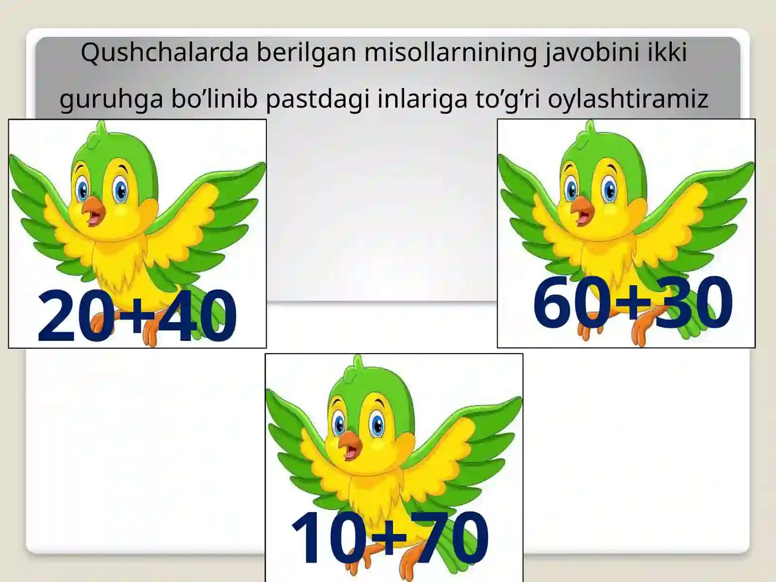 1-sinf matematik darslarida nol bilan tugaydigan ikki xonali sonlarni qo'shishni o'rgatish metodikasi 4