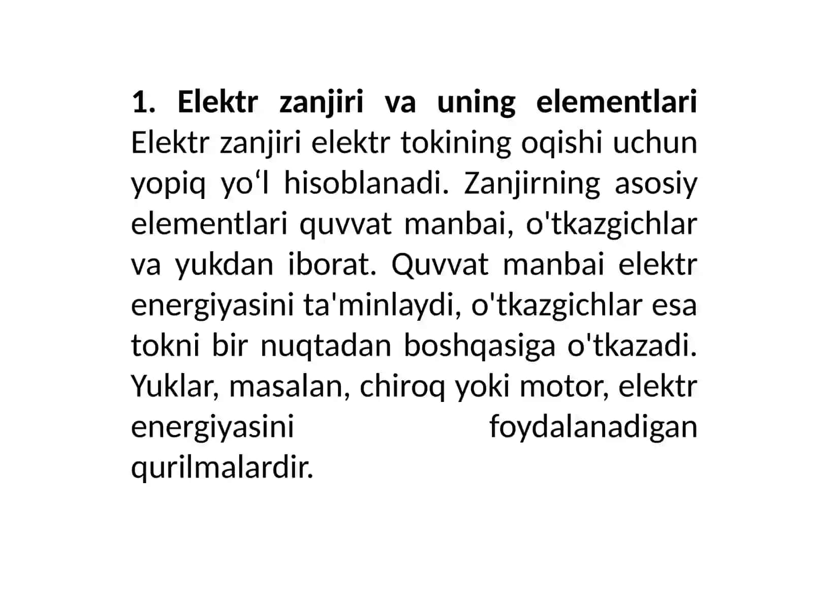 Elеktr zanjiri va zanjirning elеmеntlari 4