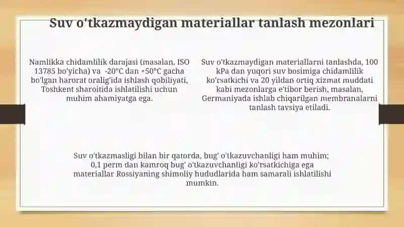 Suv o'tkazmaydigan materiallarini muhimligi 4