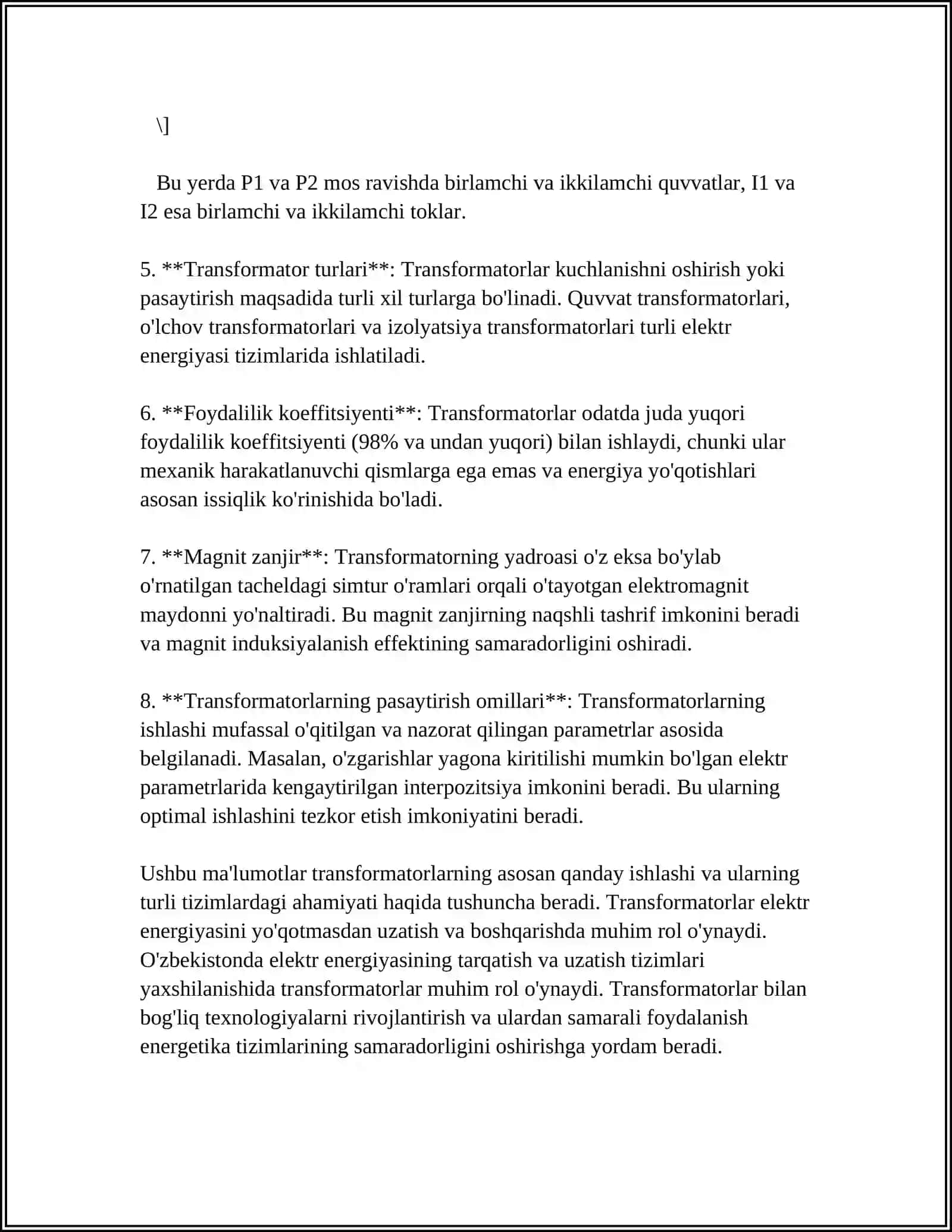 TRANSFORMATOR CHOʻLGʻAMLARINING ULANISH GURUHLARI VA TRANSFORMATORLARNI PARALLEL ULASH 4