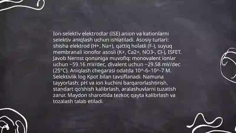 Tuproq suvni ifloslanishida ionli bogʻlanishli birikmalarni aniqlab ulardan tozalash gʻoyasini ishlab chiqish 4