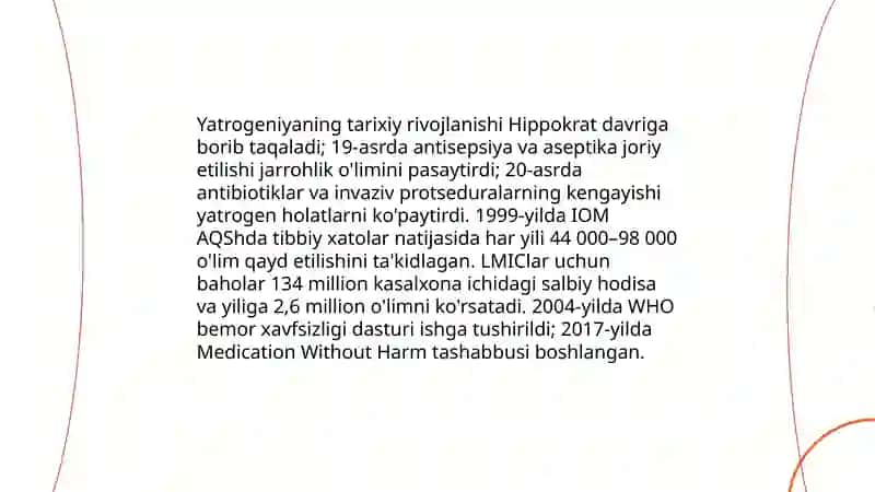 Tibbiy xato yatrogeniya tushunchasi yatrogeniya va yatrogen omillar Umurzoqov islom 4
