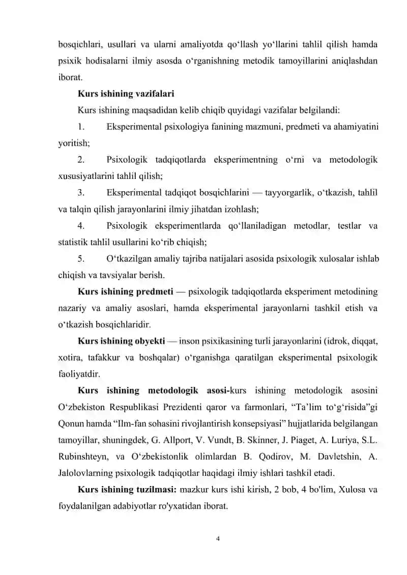 Eksperimental psixologik jarayonlar bosqichlari 4