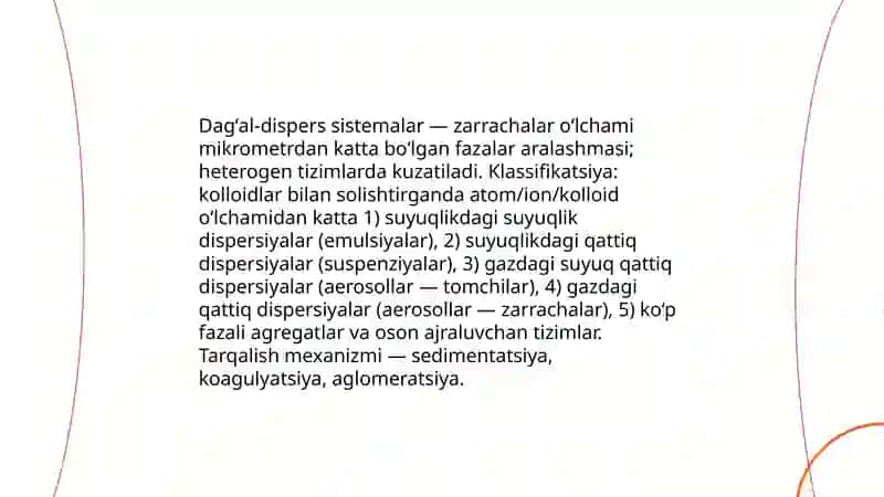 Dag'al-dispers sistemalarning xossalari va ularni tibbiyot va farmakologiyada ishlatilishini amaliyotda o'rganish 4