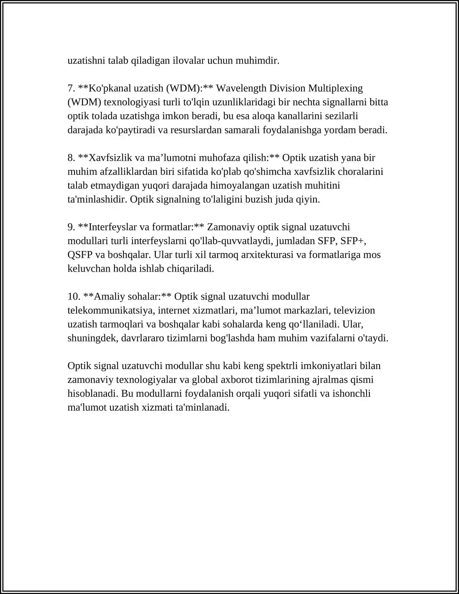 OPTIK SIGNALNI UZATUVCHI MODUL 4