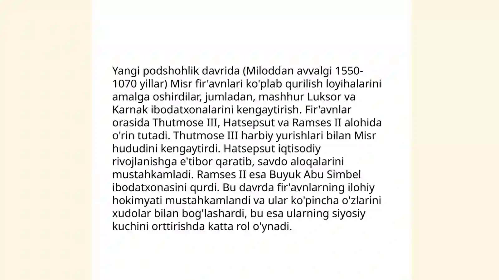 Oʻrta va Yangi podshohlik davrida Misr sivilizatsiyasi 4