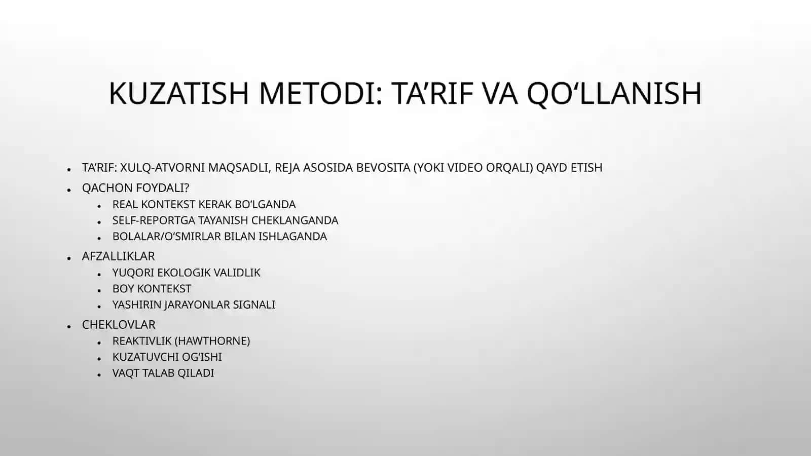 Psixologik tadqiqot metodlari klassifikasiyasi 4