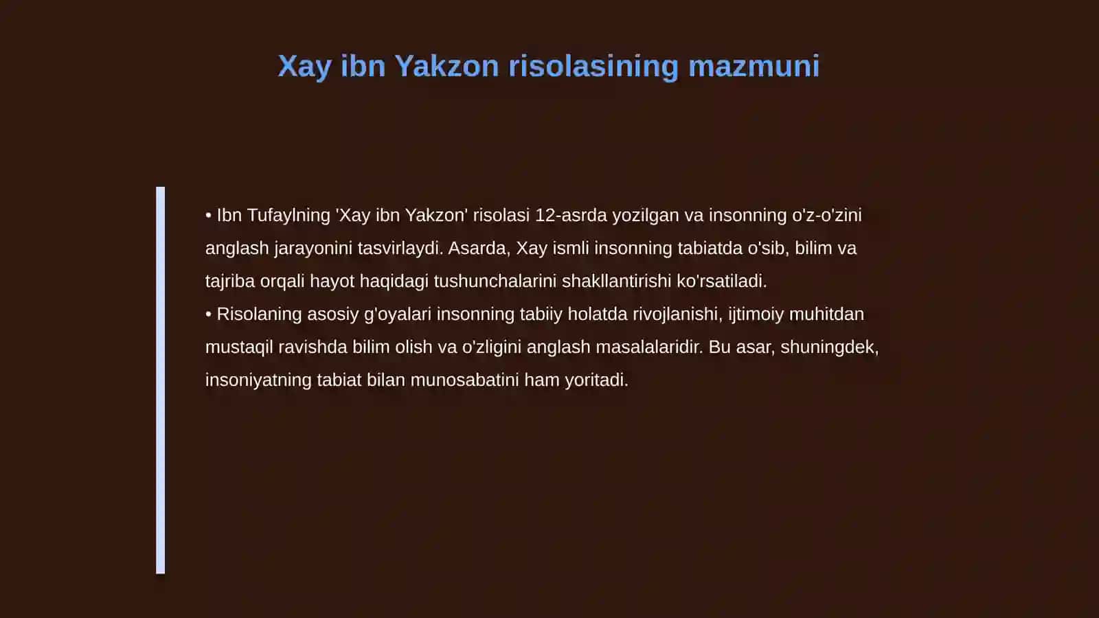 Ibn Tufayl va Ibn Sinoning “Xay ibn Yakzon o’g’li” risolasini qiyosiy tahlil etish 4