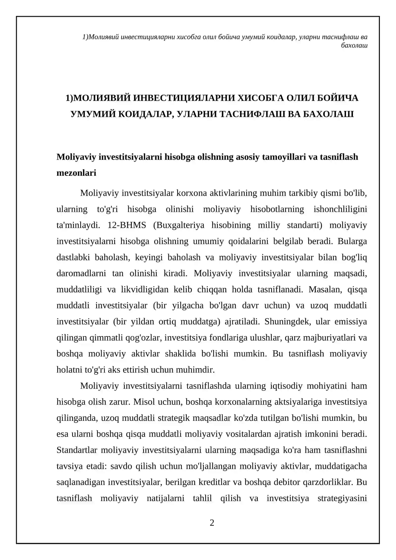 Moliyaviy investitsiyalarni hisobga olish (12-BHMS) 4