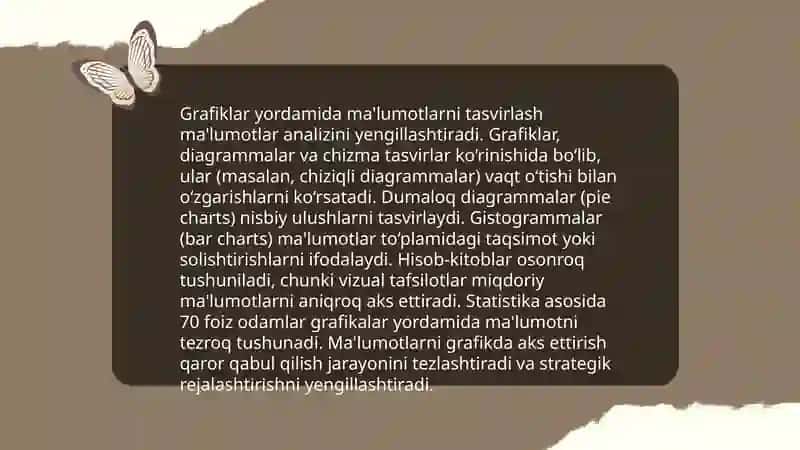 Diagrammalar ustida ishlash Grafik va diagrammalarni shakllantirish va ularni bezash 4