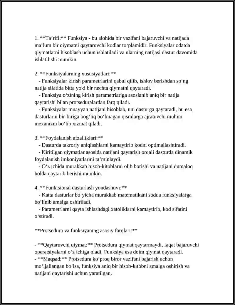 PROTSEDURA VA FUNKTSIYALAR 4