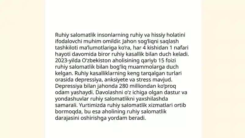 Oʻz-oʻzini salomatligini baxolash mintaqalari 4
