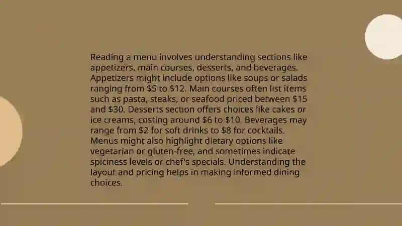 Eating out ordering in a restaurant 4