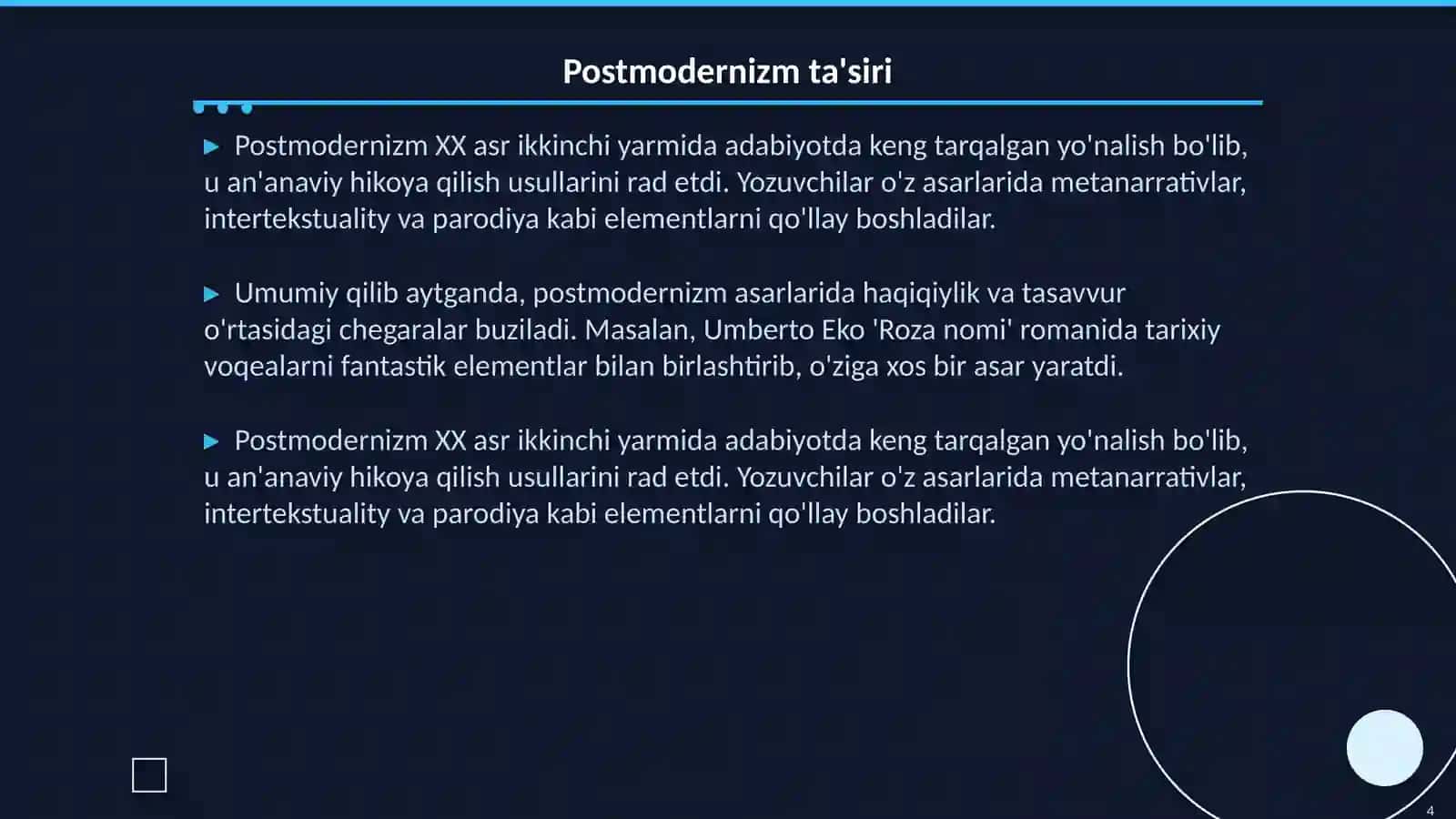XX asr ikkinchi yarmi jahon adabiyoti 4