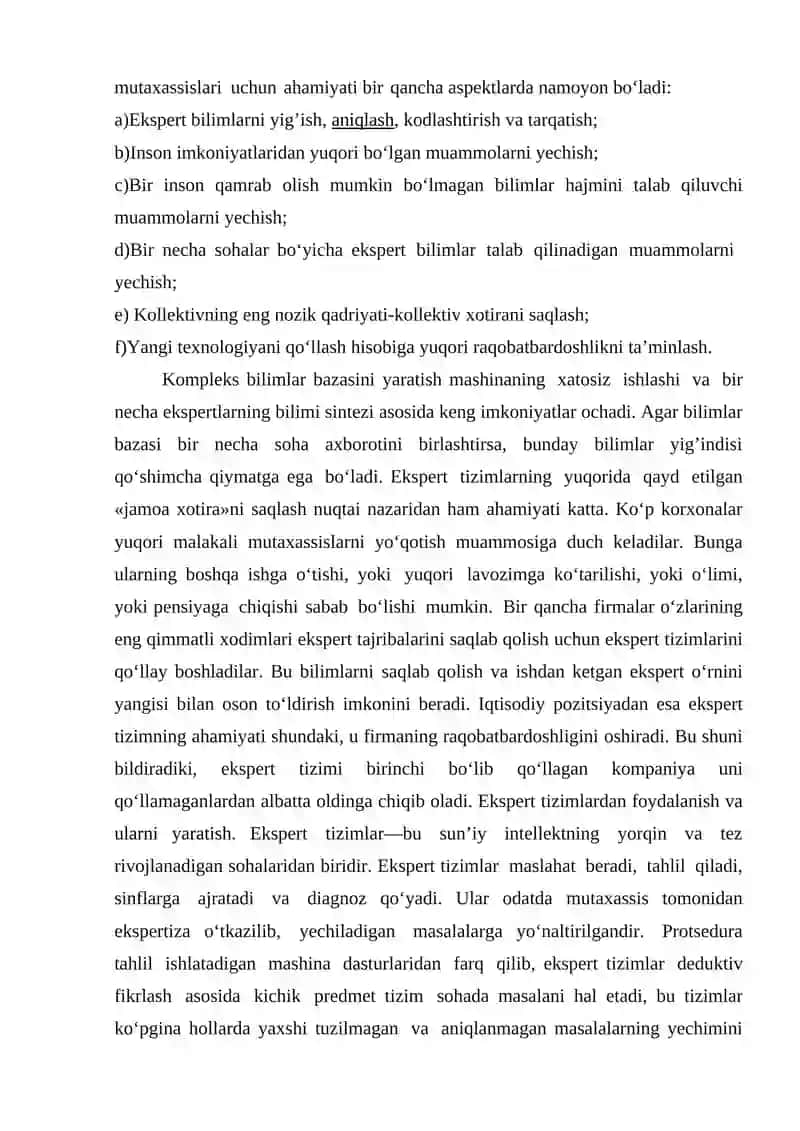 Transport sohasidagi ekspert tizimlari va ularning dasturiy ta’minoti 4