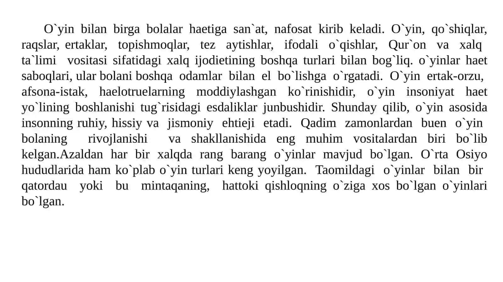 "Xalq milliy o’yinlari va ularning tarbiyaviy ahamiyati" 4