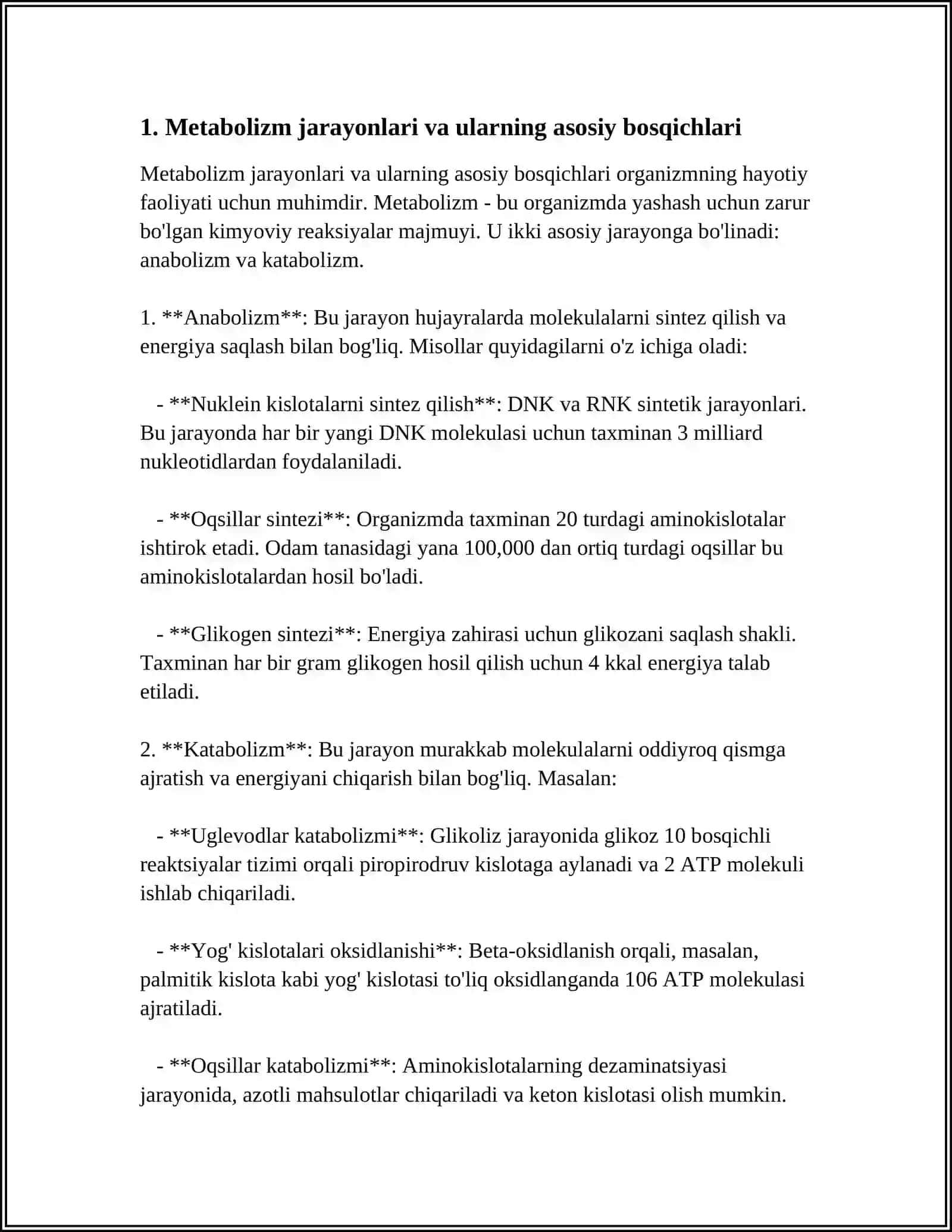 METABOLIZM JARAYONIDA ENERGIYA HOSIL BO'LISHI VA SARFLANISHI 4