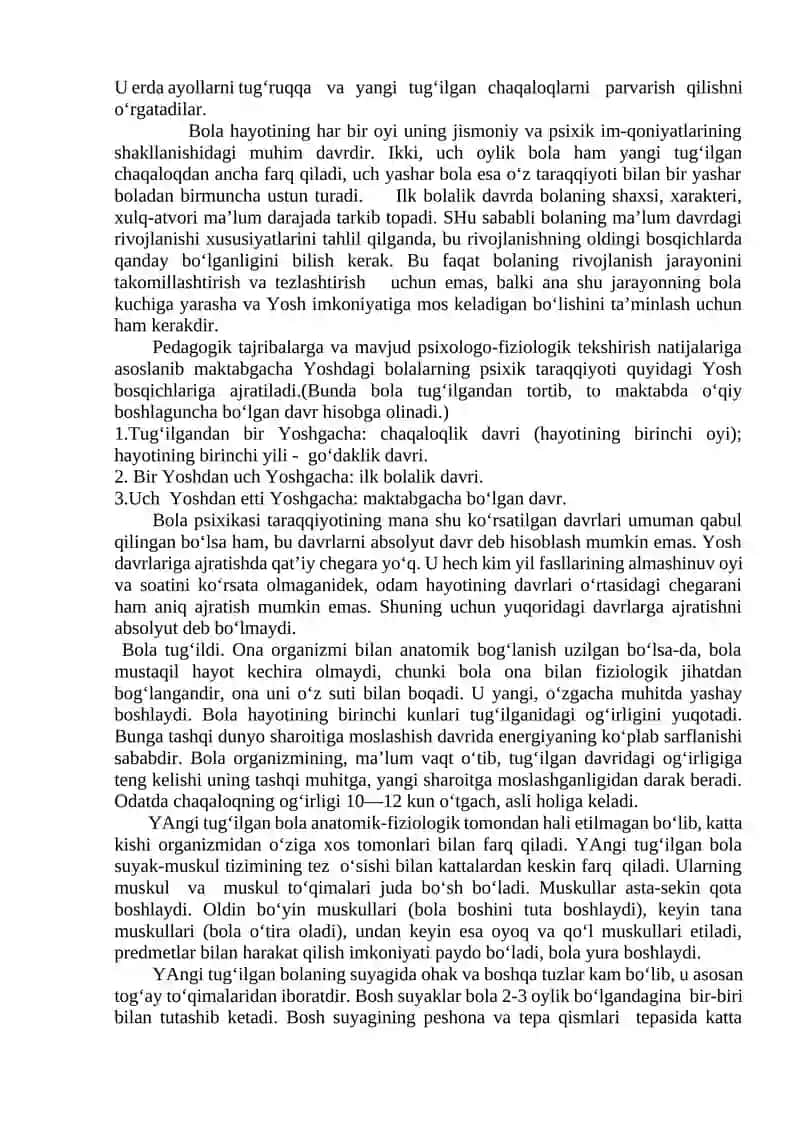 ONTOGENEZNING ILK BOSQICHLARIDA INSONNING PSIXIK RIVOJLANISHIGA  XOS XUSUSIYATLAR 4