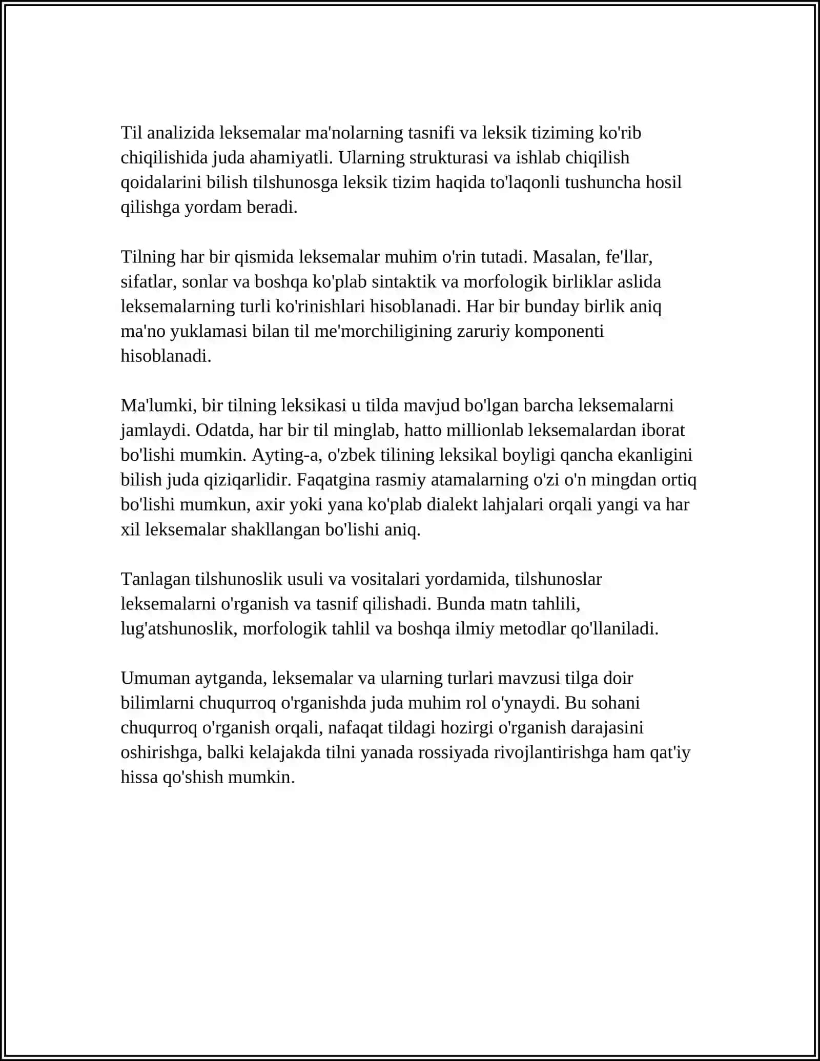 LEKSEMANING SEMANTIK TABIATI:LEKSEMA, SEMEMA VA SEMA 4