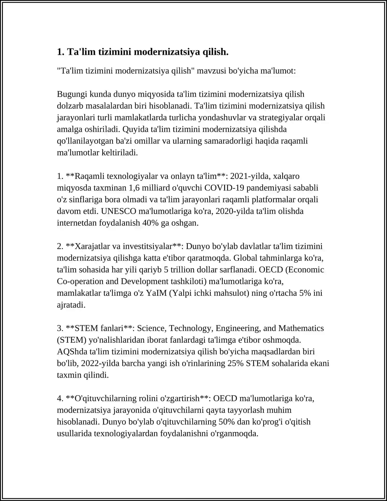 Ta'lim tizimini modernizatsiya qilish 4