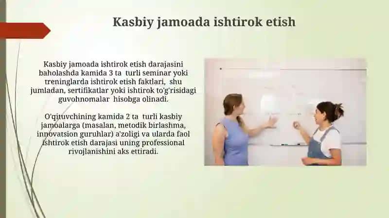 O'qituvchining Kasbiy Rivojlanishini Baholash Ko'rsatkichlari 4