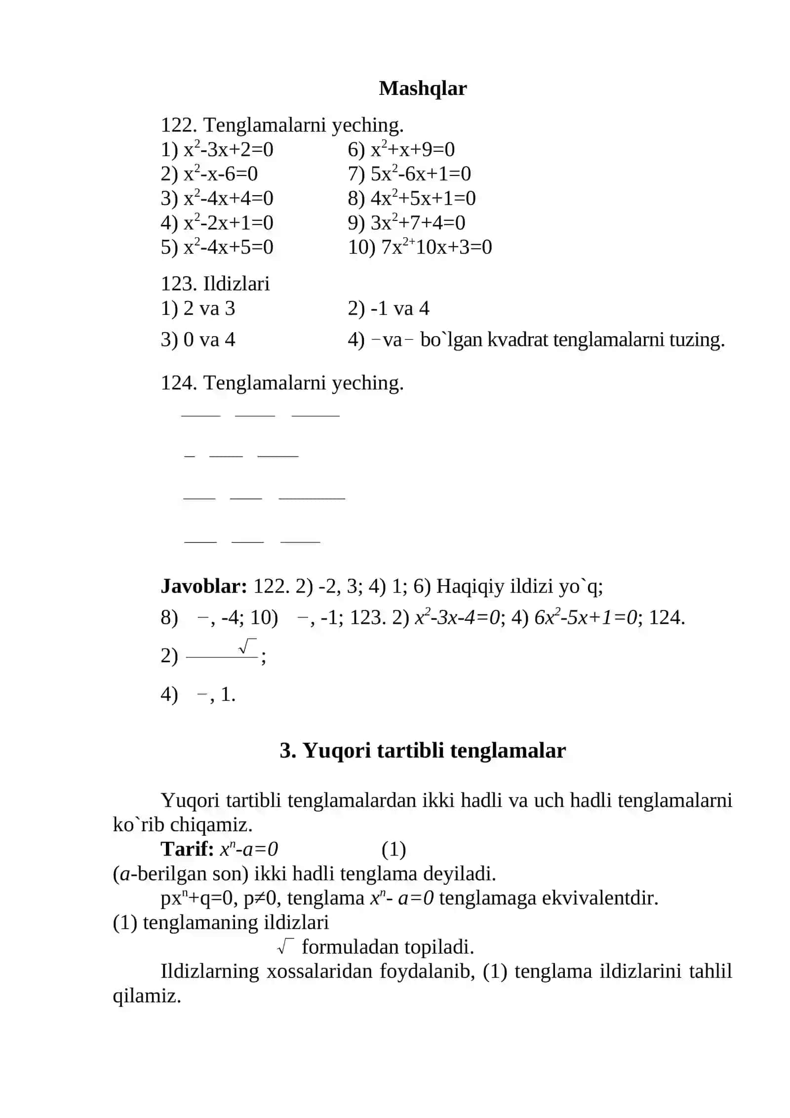 Tenglamalar 4