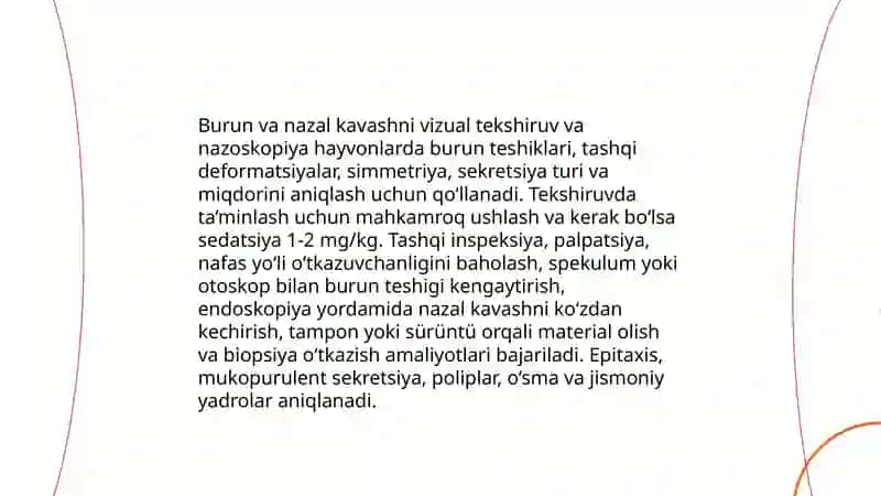 Nafas olish tizimi a’zolarini tekshirish hayvonlarda 4