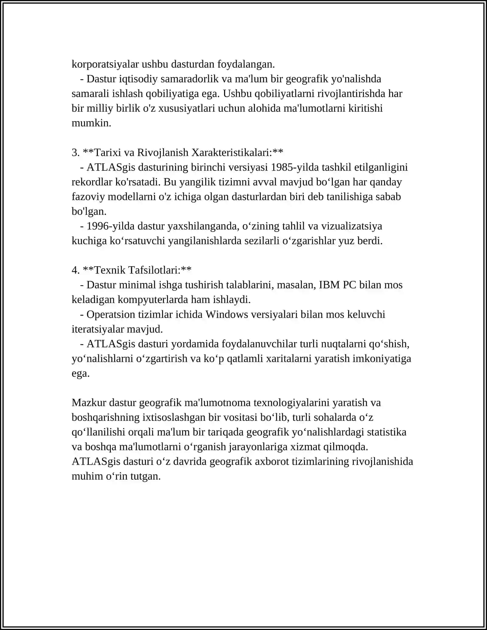 ATLASGIS GEOGRAFIK AXBOROT TIZIMI HAQIDA TUSHUNCHA BERING 4