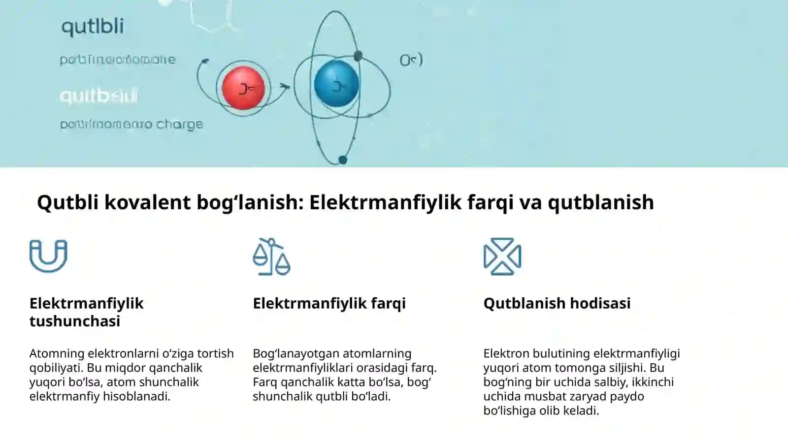 Kimyoviy bog‘lanish: qutbli va qutbsiz 4