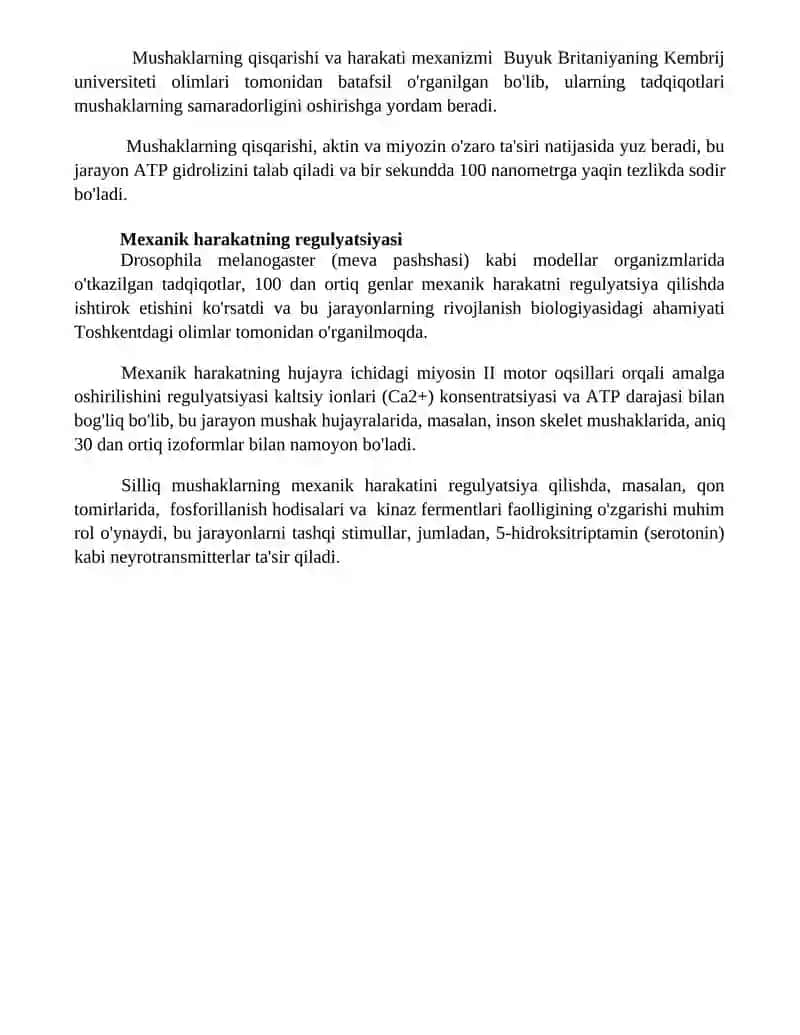 Mehani harakat va biologik jarayonlarda uning tatbiqi 4