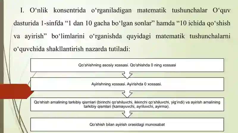 O’n ichida arifmetik amallar bajarish metodlardan foydalanish. 4