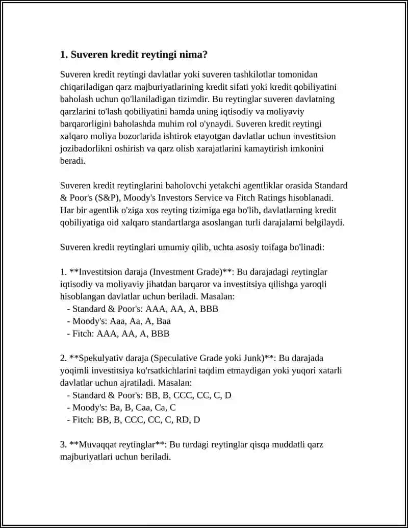 Suverent kiridit reytinglari haqida tushuncha 4