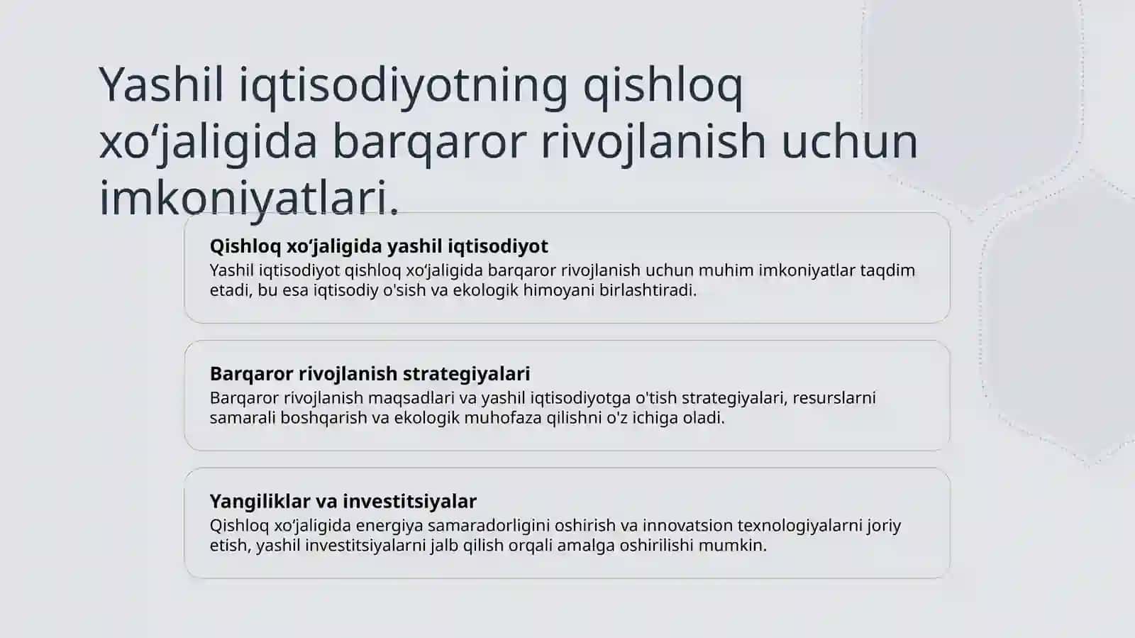 Qishloq xo’jaligini yashil iqtisodiyot asosida rivojlantirish 4