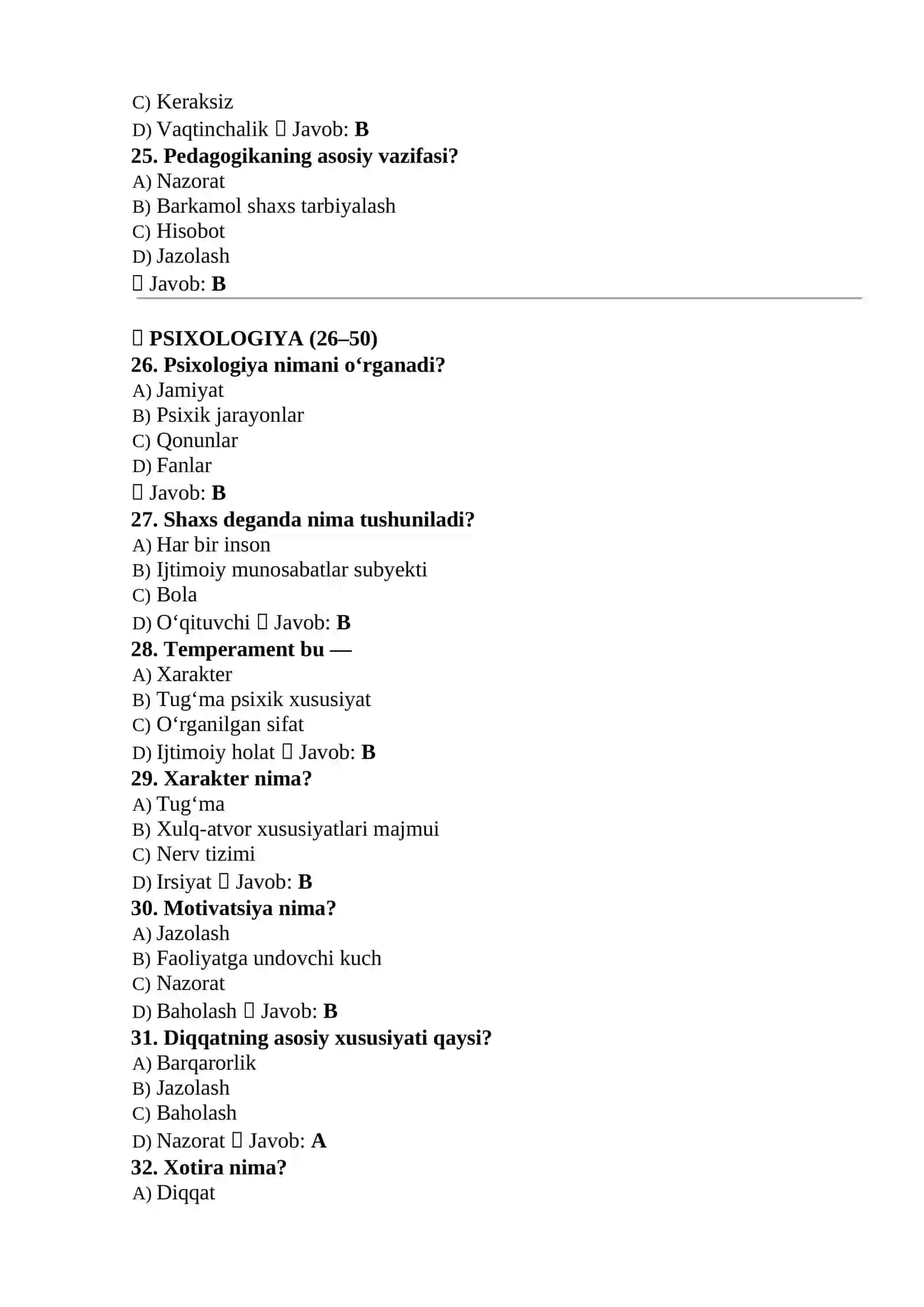 Maktab maslahatchisi lavozimi uchun 300 test 4