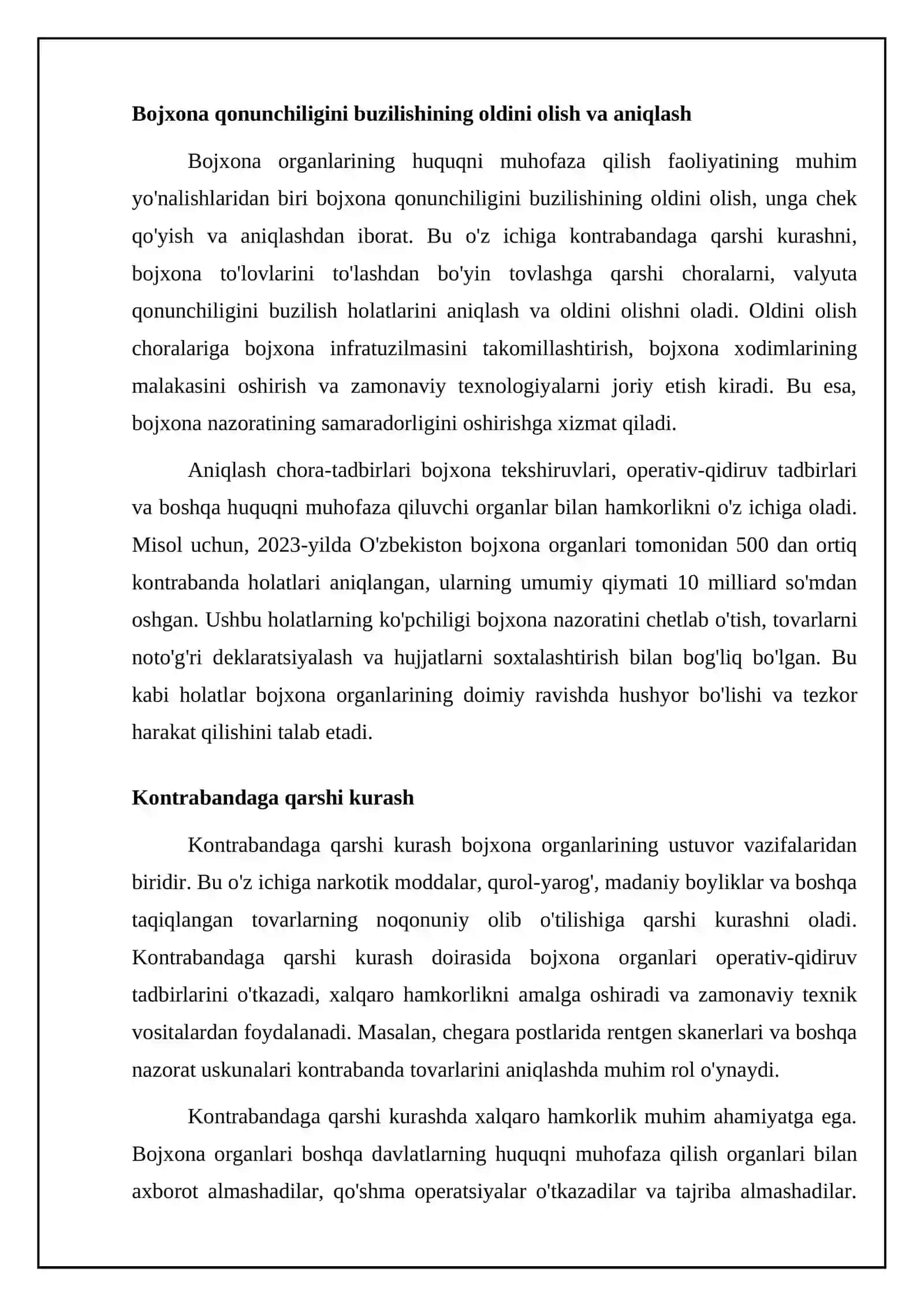 Bojxona organlarining huquqni muhofaza qilish faoliyatining asosiy yo'nalishlari 4