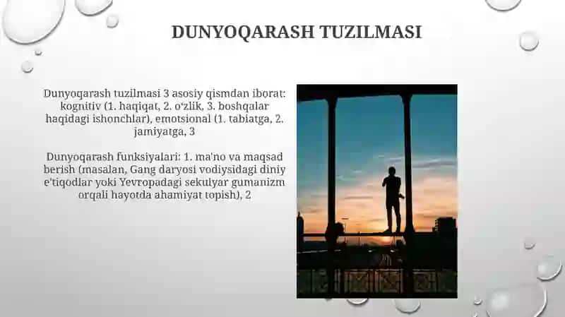 Dunyoqarashning mohiyati, tuzilishi va asosiy funksiyalari haqida esse 4
