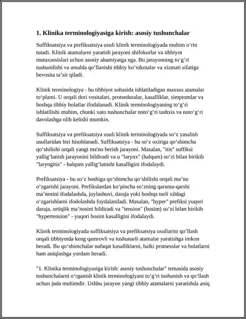 SUFFIKSATSIYA. PREFIKSATSIYA USULI KLINIK TERMINOLOGIYAGA KIRISH. KLINIK ATAMALAR YASASH USULI 4