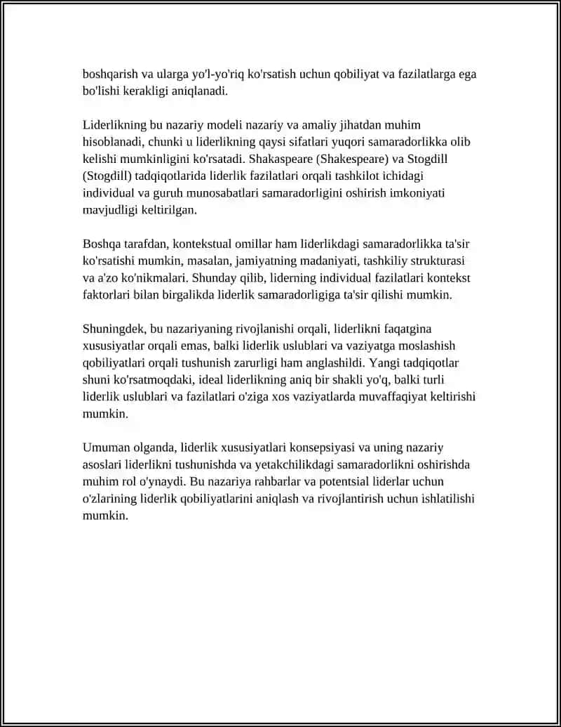 LIDERNING XUSUSIYATLARI HAQIDAGI KONSEPSIYALAR TALQINI 4