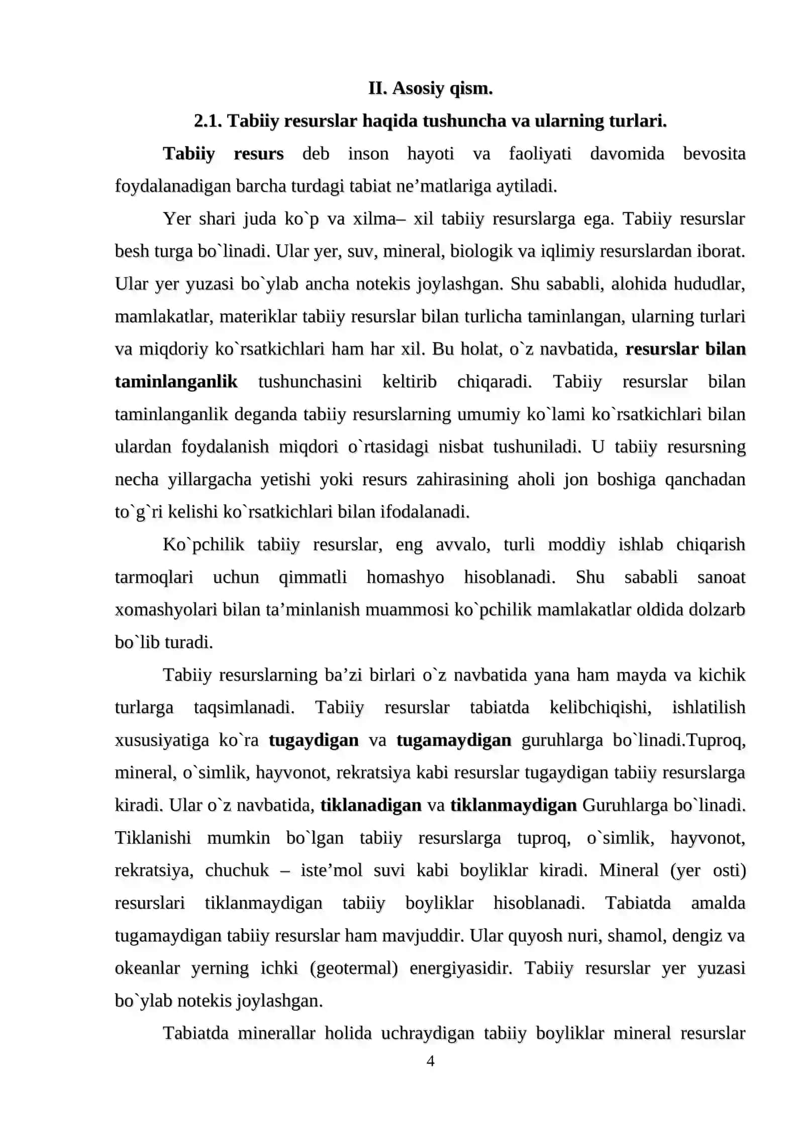 O`zbekiston respublikasi tabiiy sharoiti va resurslarini iqtisodiy geografik baholash 4