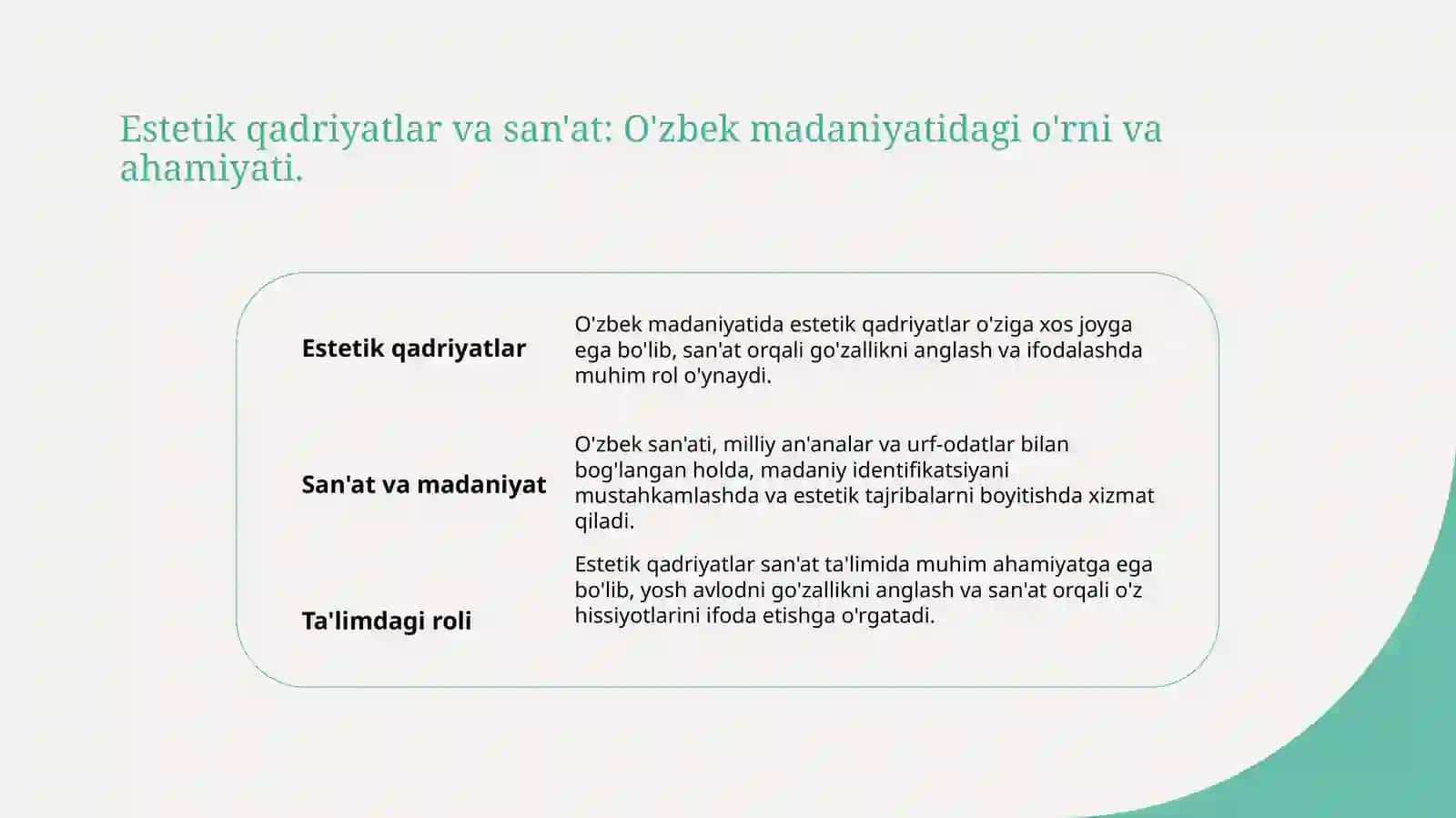 Dunyoni estetik idrok etishda san'at asarlarining ahamiyati 4