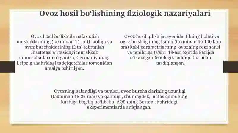 Ovoz hosil boʻlishining akustik nazariyalari 4