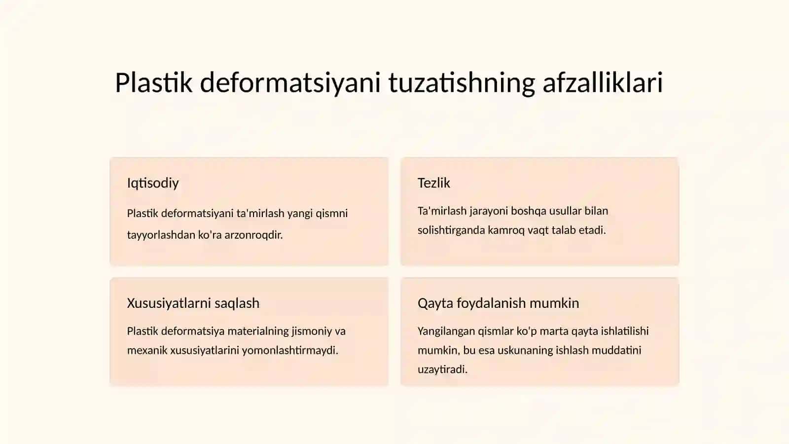 Plastik deformatsiya usuli yordamida detallarni ta'mirlash 4