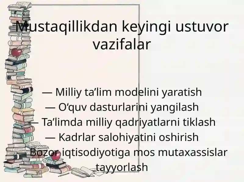 Mustaqillik yillarida O‘zbekiston ta’lim tizimi va pedagogika fanining rivojlanishi 4
