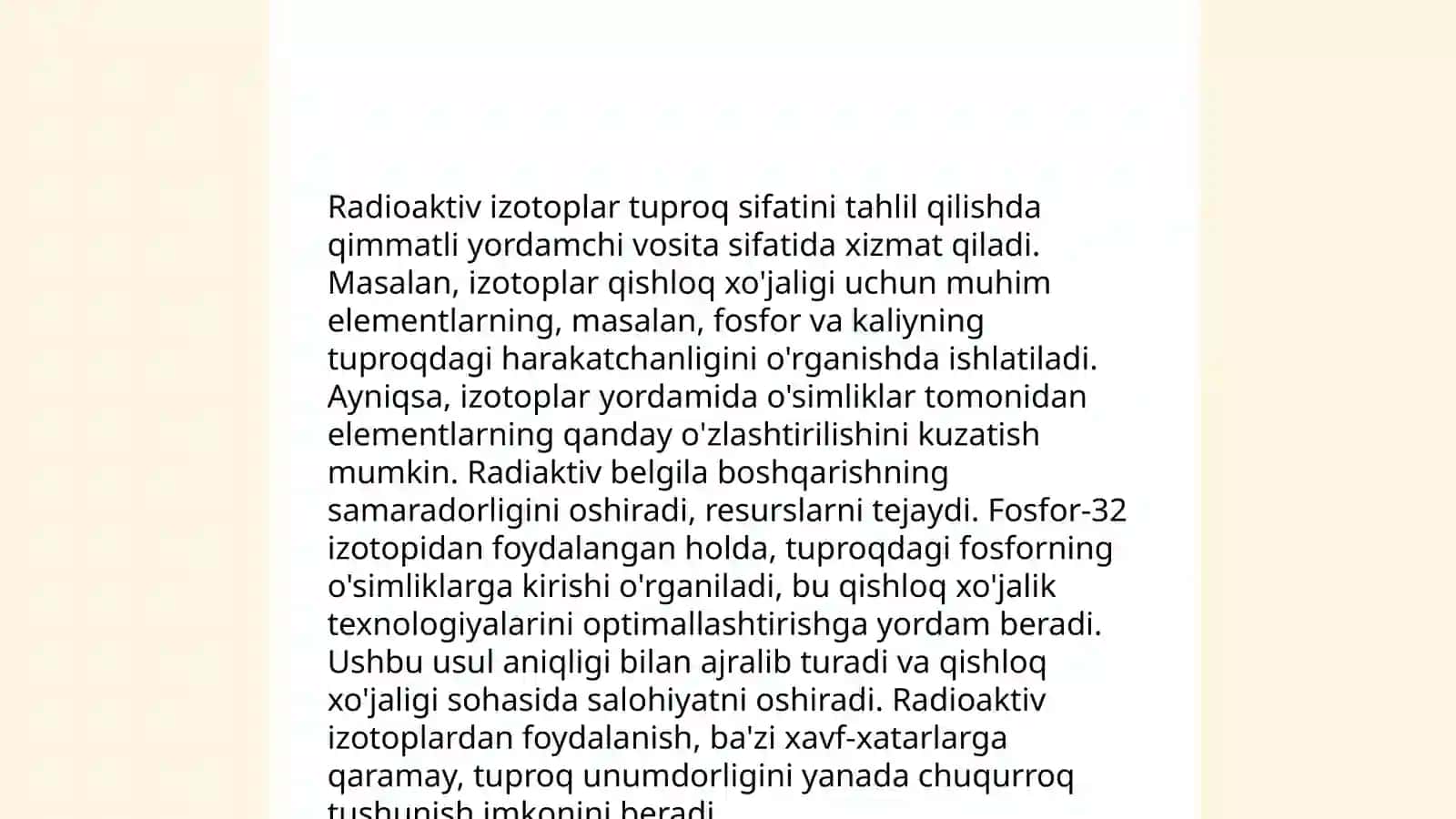 Atom energiyasidan qishloq xòjaligida foydalanish 4