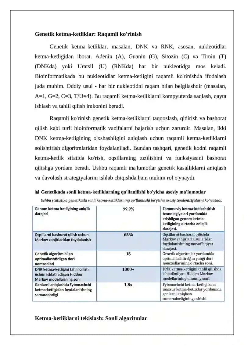Genetikada sonli ketma-ketliklarning tatbiqlari 4