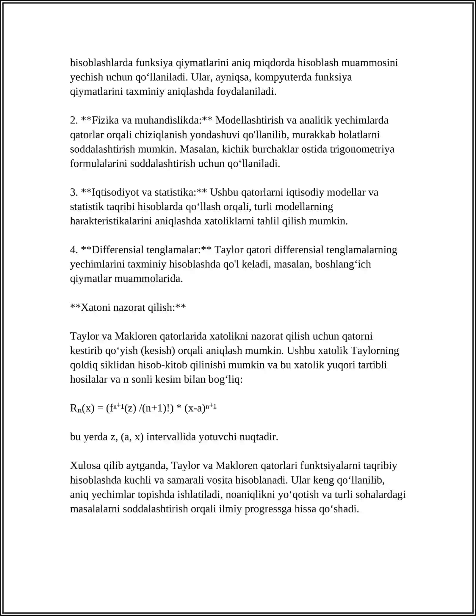 Taylor va Makloren qatorlari: taʼrif va asosiy xususiyatlar 4