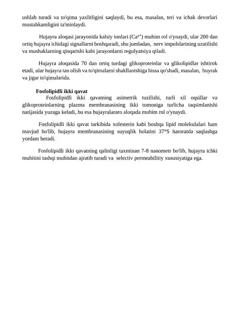Hujayra membranasining tuzilishi va funksiyasi 4