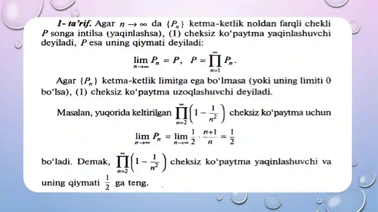 Cheksiz ko'paytmalar 4